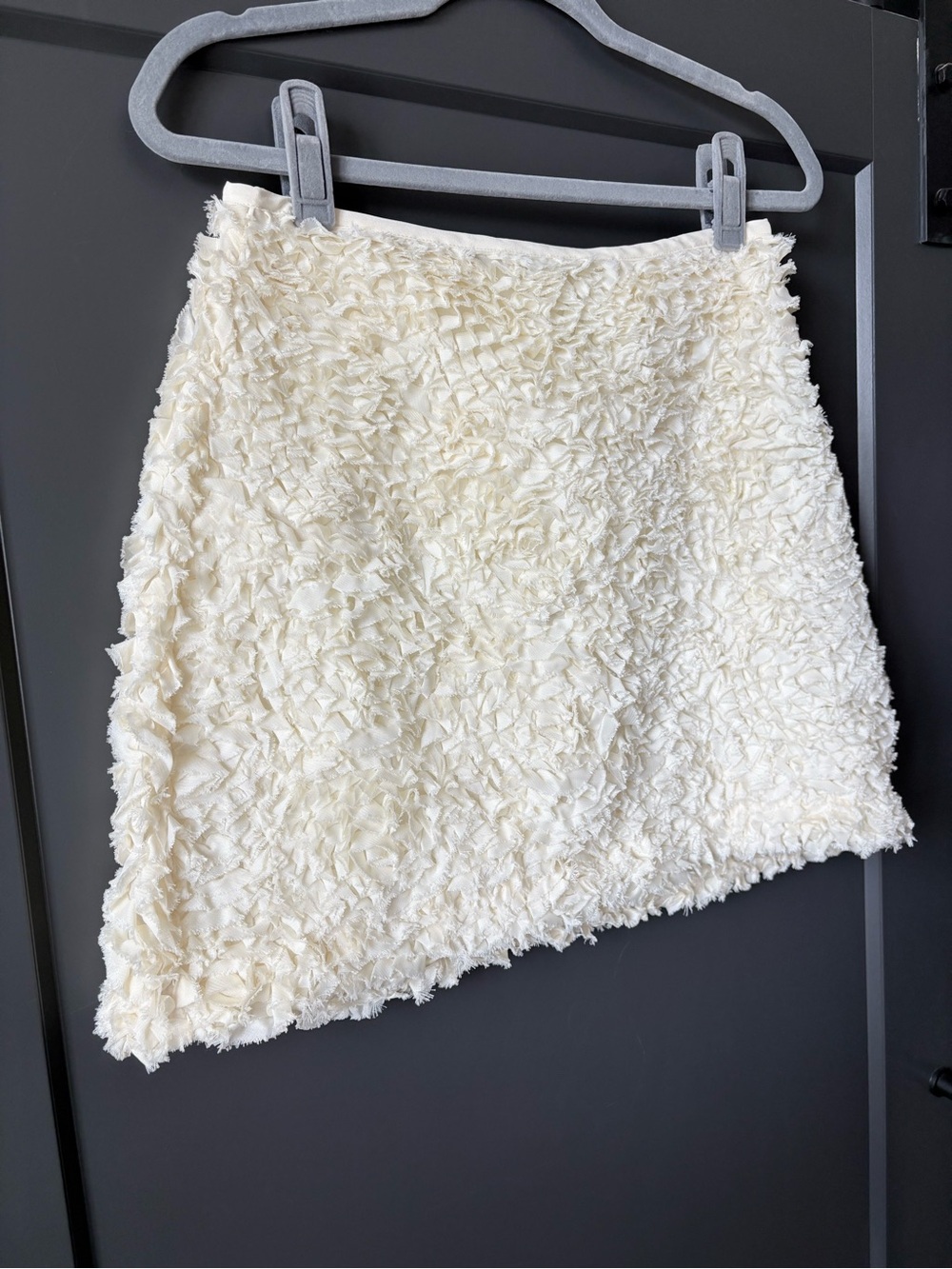 Anthropologie Plush Tulle Mini Skirt | Cream Textured Rosette - Picture 2 of 9